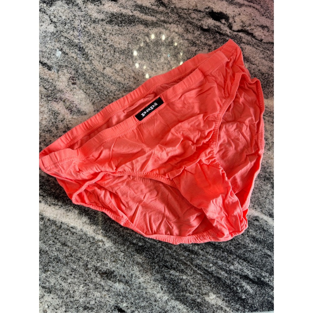 Papi Mens Cotton Brief Underwear Coral Pink Low Rise Size XL Contoured Pouch
